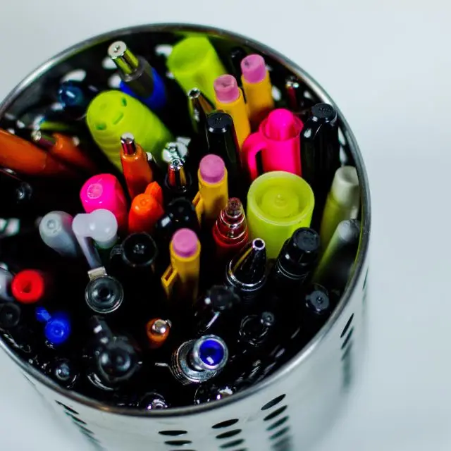 Highlighters and markers pot