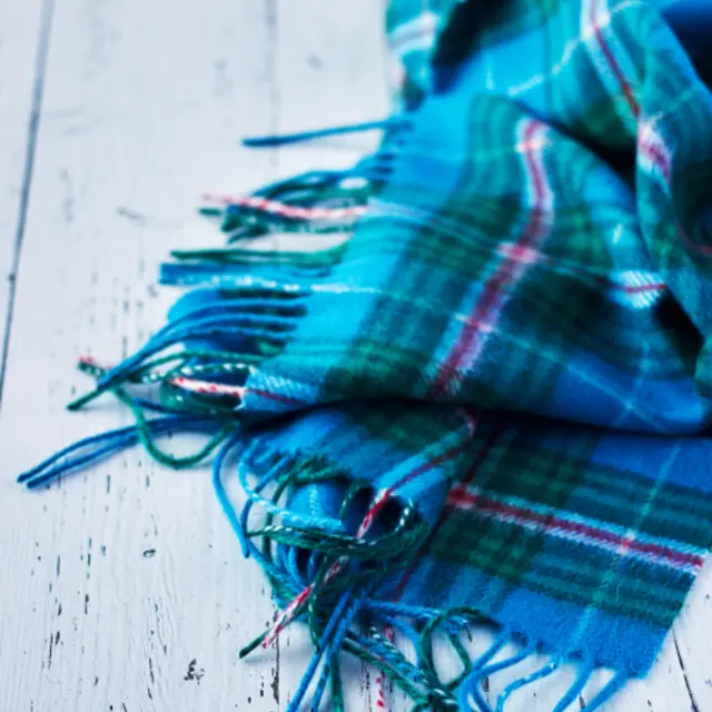 Blue tartan scarf