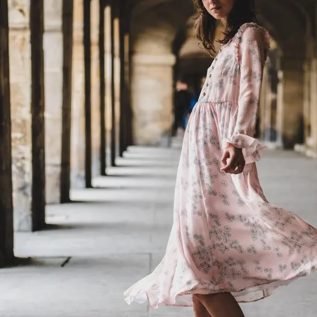 Pink floral maxi dress