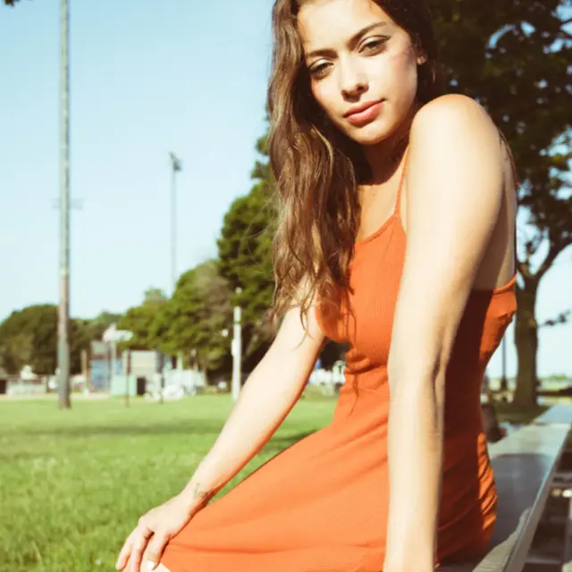 Orange slip dress