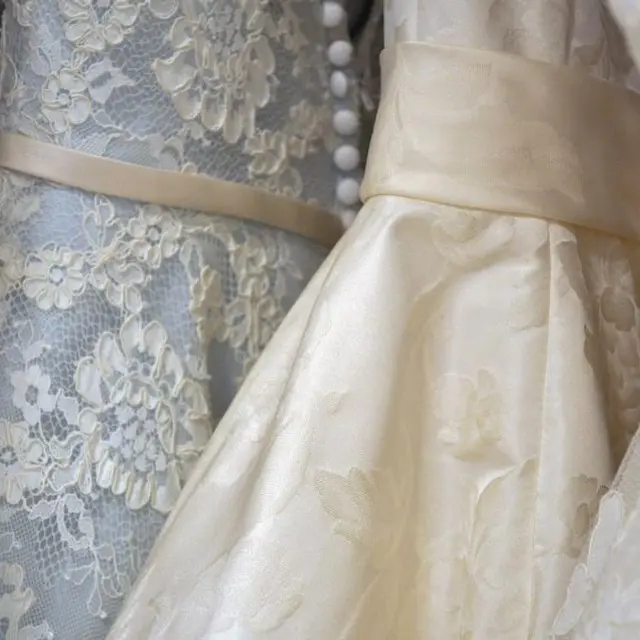 Lace and satin occasion gown