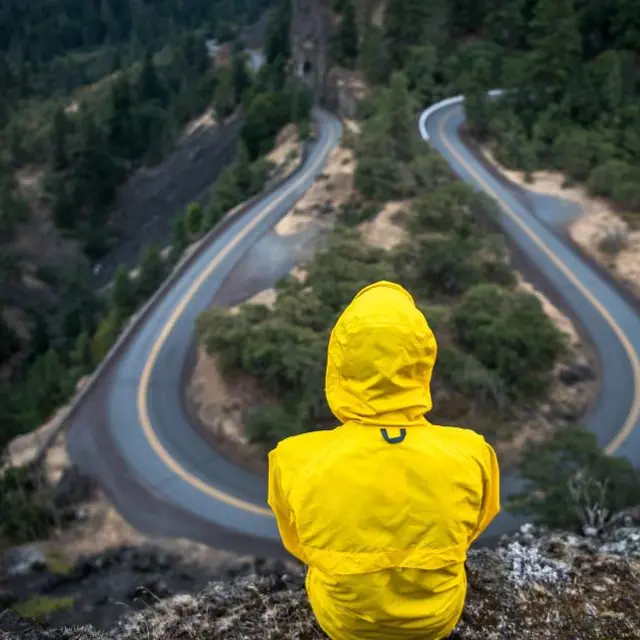 Yellow hooded raincoat