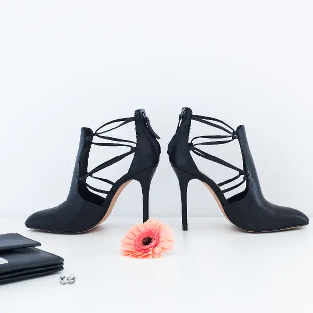 Black strappy heels