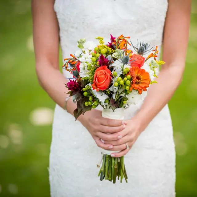 Bright wildflower bridal bouquet
