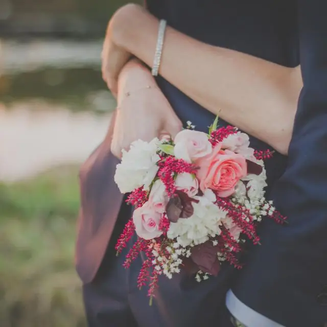 Pink and white bridal posy