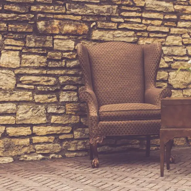 Brown wingback armchair