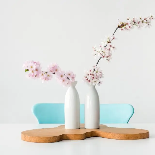 White bottle vases, pair