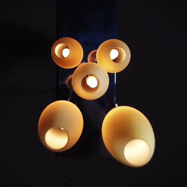 Cluster pendant with five egg-shaped shades