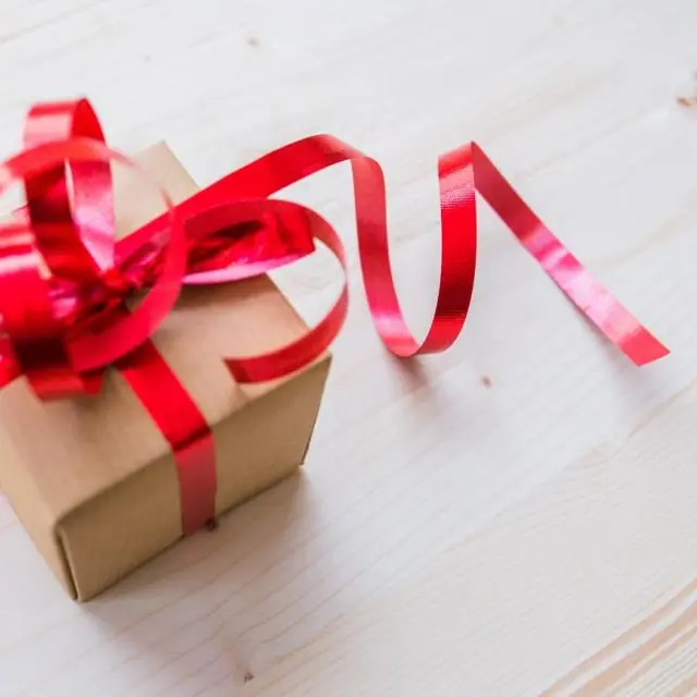 Red ribbon gift wrap