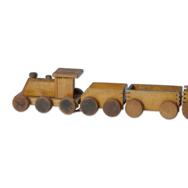 Natural wood train set