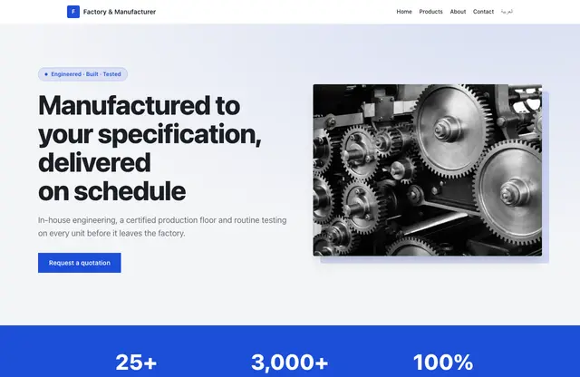 Factory & Manufacturer website template — home page preview